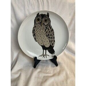 west elm owl 8 5/8" salad plate Serving Art Drawing Display Bird